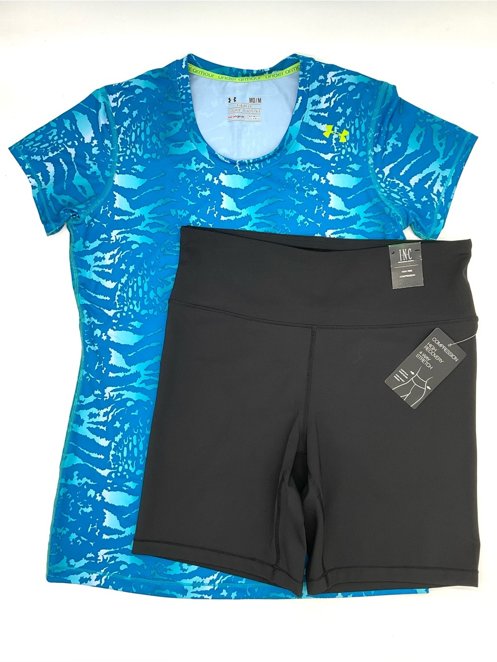 Bundle: NWT INC Bike Shorts + Under Armour Top